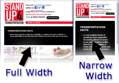 Screenshot showing the SU4T website in a wide window versus a narrow one