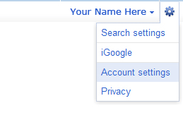 Google screenshot showing the Account Settings link