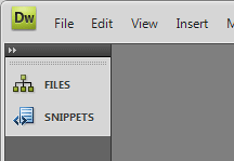 Dreamweaver screenshot showing the collapsed Files panel