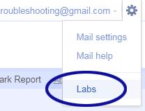 Gmail screenshot showing the Labs option