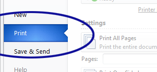 Word 2010 screenshot showing the Print option