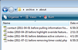 Screenshot of an example archive folder
