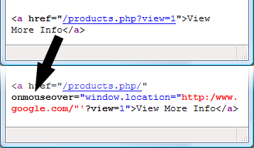 Screenshot showing the source code after the XSS attempt Screenshot showing the source code after the XSS attempt