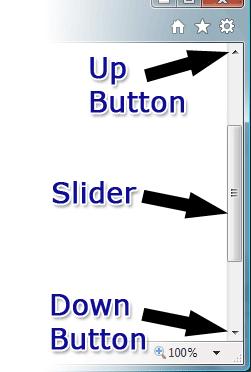 Screenshot showing the various components of a scroll bar