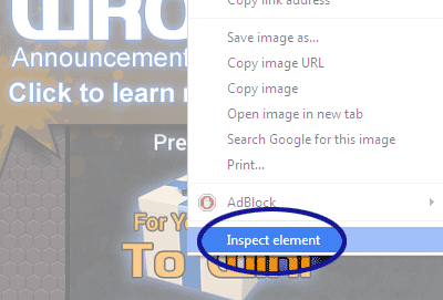 Screenshot showing the Inspect Element option