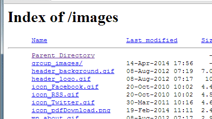 Chrome screenshot showing a directory index