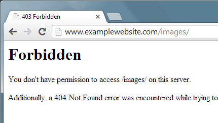 Chrome screenshot showing the 403 error message