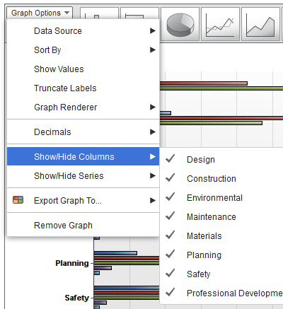 Qualtrics screenshot showing that all the categories are displayed after enlarging the chart