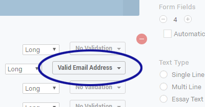 Qualtrics screenshot showing the option to validate email addresses