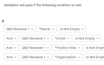 Qualtrics screenshot showing that all fields are required